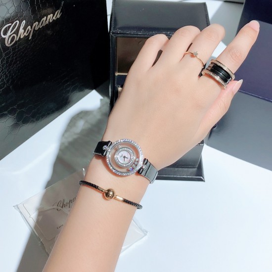 萧邦-Chopard,Happy Diamonds 快乐钻系列!瑞士ETA石英机芯,双层蓝宝石玻璃进口表带分别:有鸵鸟纹、原纹、娟丝带可供选择!尺寸约28mm、厚度约7mm 萧邦-Chopard,Happy Diamonds 快乐钻系列!瑞士ETA石英机芯,双层蓝宝石玻璃进口表带分别:有鸵鸟纹、原纹、娟丝带可供选择!尺寸约28mm、厚度约7mm