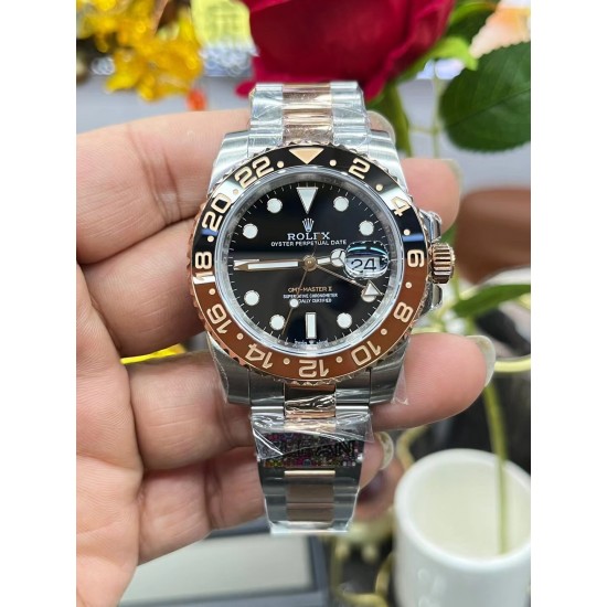 沙士圈！ROLEX 劳力士 GMT格林尼治型 尺寸40mm！精钢表壳表链，蓝宝石镜面，超级夜光，双向陶瓷旋转表圈，原装折叠扣！