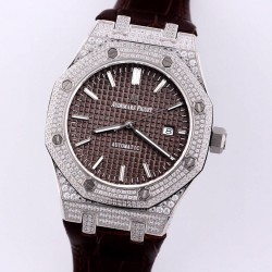SF 爱彼 Audemars Piguet  皇家橡树系列 ️钻石壳 皮带款 搭载316L不锈精钢表壳 实心厚重钢带精选进口奥地利水钻 光彩闪耀 采用进口亚洲3120机芯 精准计时 耗时13个月 钻石精致手表 尺寸41.5x12mm 重量110g SF Factory 三杰精致推荐男士机械腕表 SJ为你精心打造超真实实物图拍摄