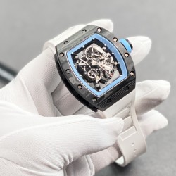RICHARD MILLE 理查德米勒 RM35-02 客户定制的易清洗白色氟橡胶带！齿轮配件堆砌而成的镂空立体表盘 蓝宝石镜面 碳纤维表壳 进口精工自动机械机芯 橡胶表带 蝴蝶扣 Ku厂，出货实拍