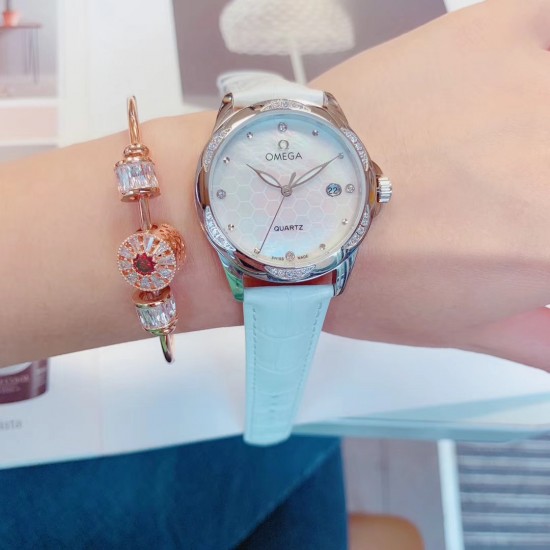 欧米加OMEGA 女士腕表   进口石英机芯  316L精钢表壳  直径34mm厚8m