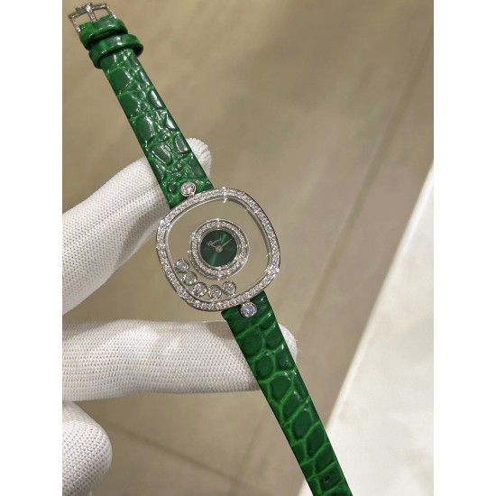 品牌：Chopard-萧邦最新款方形Happy Diamonds❤️瑞士原厂石英机芯 五颗快乐钻石在表盘自由流动  电镀18k金好货不等人哦～[机智]