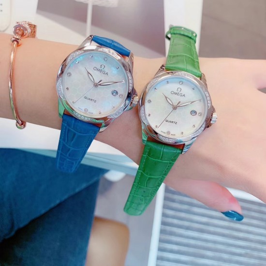欧米加OMEGA 女士腕表   进口石英机芯  316L精钢表壳  直径34mm厚8m