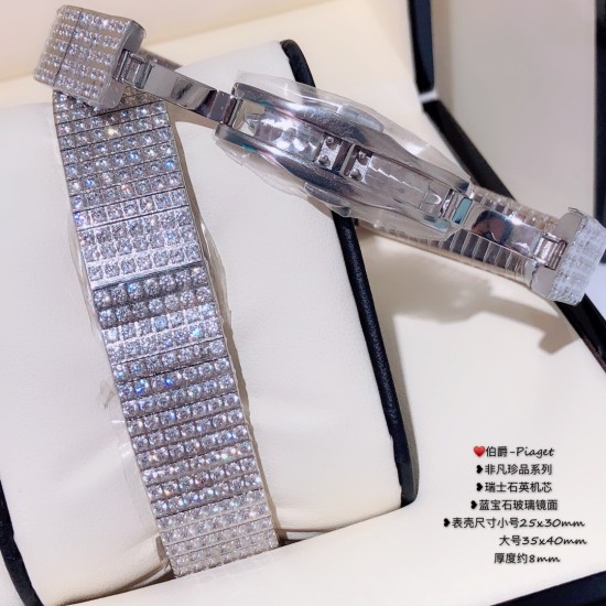 实拍 伯爵-Piaget 非凡珍品系列情侣腕表 瑞士石英机芯 蓝宝石玻璃镜面 表壳尺寸小号25x30mm 大号35x40mm厚度约8mm 实拍 伯爵-Piaget 非凡珍品系列情侣腕表 瑞士石英机芯 蓝宝石玻璃镜面 表壳尺寸小号25x30mm 大号35x40mm厚度约8mm