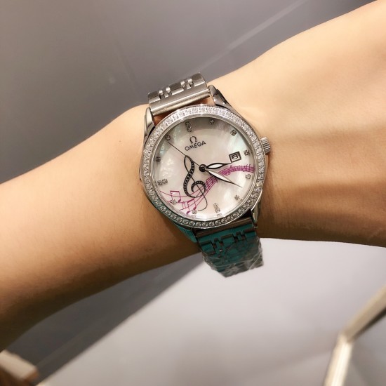 欧米加OMEGA女士腕表 进口石英机芯 316L精钢表壳 直径34mm厚8mm