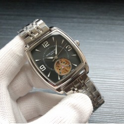 最新款飞轮系列爆款来袭 2020最新 百达菲丽-PATEK PHILIPPE S9 酒桶飞轮 精致做工。飞轮精品系列 商务男士腕表 机芯：自动机械 材质：316钢壳 牛皮皮带 原版扣子直径42mm厚度12mm 请认准独家品质 三杰精致推荐男士全自动机械机芯 SJ为你精心打造超真实实物图拍摄