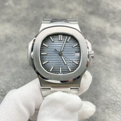 百达翡丽 鹦鹉螺系列 5711G精钢表壳，三层防水圈旋入式表冠，蓝灰色横条纹表盘，复刻cal.324 sc机芯,不是什么机芯加夹板，市面最真，316精钢表壳！40mm，厚度原装一致，3K厂出品，出货实拍