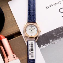 FK- LONGINES最新精致款[玫瑰]双C形镶钻精钢壳套[咖啡]优雅极致 装置进口精准机芯＋蓝宝石镜面，完美诠释－[害羞]浪琴精品与你同行 26x36mm