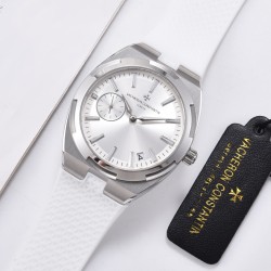 FK-VACHERON CONSTANTIN【江诗丹顿】纵横四海系列火热上市，突破传统，时尚优雅的多彩表带，可满足佩戴者在不同场合的需求，多样化的色彩设计演绎大胆而时尚的风格，江诗丹顿在装置时始终将舒适性放在首位，确保腕表完美贴合手腕，纯钢表壳，进口石英机芯，蓝宝石水晶玻璃，舒适胶质表带，采用原装针式表扣佩戴方便！尺寸:36.5mm