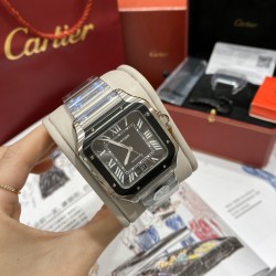BV 出品-卡地亚SANTOS系列腕表          又添新成员了技术特点：1⃣️镜面：蓝宝石玻璃表镜2⃣️表带：精钢表链、意大利牛皮表带3⃣️表壳：精钢、ADLC碳镀层4⃣️表冠：精钢表冠、镶嵌黑色多切面合          成尖晶石5⃣️表盘：黑色6⃣️尺寸：47.5X39.8X9.38mm7⃣️机芯：进口9019机