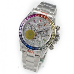 N9 Factory最新力作 原版复刻 市场最高版本 劳力士Rolex宇宙计型迪通拿，ROLEX RBOW彩虹迪，全新V9最强版本，表径：40毫米，搭载ETA7750自动机芯，V2完美升级，904L精钢表带和表扣更细腻更完美，重新定义品质，N9超级复刻精品！N9匠心之作 值得你拥有！