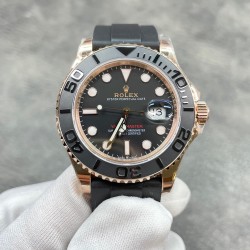 玫金游艇！ROLEX 劳力士 YACHT MASTER 游艇名仕型 116655 运动男表 精钢镀厚玫瑰金表壳 陶瓷表圈 可双向转动 旋入式表冠 蓝宝石镜面有日历放大镜6点位镭射皇冠防伪 橡胶表带 表带侧面有OYSTERFLEX字样雕刻 表带背面有导汗槽 Glidelock折叠保险表扣！