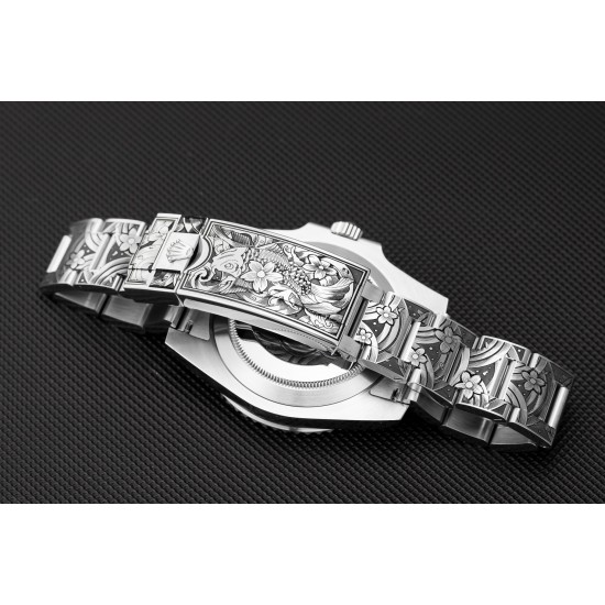 ROLEX劳力士水鬼搭配 纯手工雕花效果,仿佛枯燥的时间机器赋予了桀骜不羁的灵魂,真正的西装暴徒。一跃而起腾起的水花,将鲤鱼衬托得动感十足,寓意锦鲤化龙转运,势必风生水起。整表搭载最新版3135机芯,所有配件原厂互换。以最小的代价玩最酷的表,欢迎品鉴!!! ROLEX劳力士水鬼搭配 纯手工雕花效果,仿佛枯燥的时间机器赋予了桀骜不羁的灵魂,真正的西装暴徒。一跃而起腾起的水花,将鲤鱼衬托得动感十足,寓意锦鲤化龙转运,势必风生水起。整表搭载最新版3135机芯,所有配件原厂互换。以最小的代价玩最酷的表,欢迎品鉴!!!