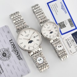 2024年【最新品】七夕节最佳礼品Longines浪琴官方博雅系列情侣腕表 见证爱奇迹时刻时尚潮流男女腕表。采用进口日本机芯。采用进口头层牛皮表带。表壳采用三件套官方一致工艺。腕表尺寸：男39mm女30mm质量杠杠欢迎转发