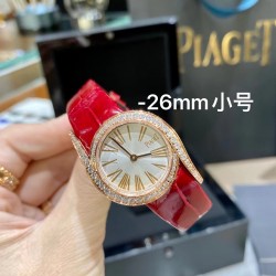 RF厂伯爵新款小号26mm。Limelight Gala系列的女性钻石手表是绝对诱惑的标志，表盘独特的6与9的造型，混合艺术，设计和珠宝，他们赞扬充满活力和大胆女性气质。在伯爵的眼里，每一位演绎人生故事的女主角，都注定拥有出众魅力！别出心裁，不断进阶超越。尺寸26mm  机芯：瑞士朗达机芯 玻璃：蓝宝石镜面 皮带：美洲鳄鱼皮