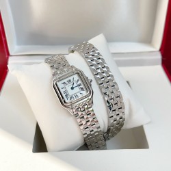 Panthre de Cartier / double chain Width 22mm.Length 30mm. Chain length 44cm卡地亚猎豹系列腕表/双圈表链宽度22mm 长度30mm 链条长度44cm瑞士进口石英机芯，316L精钢表壳表链。蓝晶石表冠，蓝宝石镜面，淬火钢蓝指针，双圈环绕链条，便捷珠宝扣。