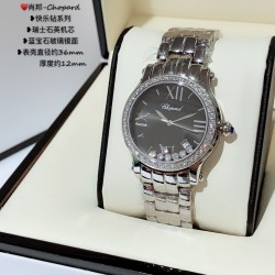 肖邦-Chopard❥快乐钻系列❥瑞士石英机芯❥蓝宝石玻璃镜面❥表壳直径约36mm         厚度约12mm