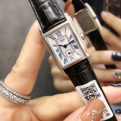浪琴 黛绰维纳系列 方形 石英女表 精钢材质 牛皮表带 23mm*33mm