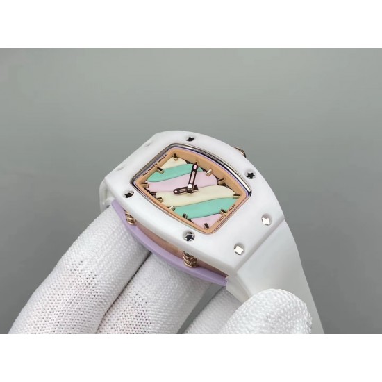 理查德米勒 RichardMille 糖果棉花糖 最新爆款 bon bon系列最稀有的作品!白色陶瓷加上黄粉绿搪瓷表盘,原装机械机芯. 理查德米勒 RichardMille 糖果棉花糖 最新爆款 bon bon系列最稀有的作品!白色陶瓷加上黄粉绿搪瓷表盘,原装机械机芯.
