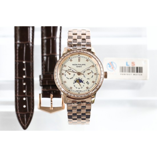 年末巨献“pp时尚新款 PATEK PHILIPPE【新年巨献 最高版本】百达翡丽超级复杂多功能系列(5721P-002)ZF厂高品质钢带款变运动系列原装9100升级版机芯。所有功能同正品(3字位月份显示 6字位24小时显示 9字位24小时和日月星辰显示),和原装一样的带水平压纹工艺,带荧光刻度 ,41mm直径。316L精钢镀金,原装进口蓝宝石水晶镜面。5721和5721P款的外钻为施华洛世奇钻,通透闪亮,气质非凡。在目前技术范畴内尽可能接近原装,此款腕表让您驾驭所有场合。 年末巨献“pp时尚新款 PATEK PHILIPPE【新年巨献 最高版本】百达翡丽超级复杂多功能系列(5721P-002)ZF厂高品质钢带款变运动系列原装9100升级版机芯。所有功能同正品(3字位月份显示 6字位24小时显示 9字位24小时和日月星辰显示),和原装一样的带水平压纹工艺,带荧光刻度 ,41mm直径。316L精钢镀金,原装进口蓝宝石水晶镜面。5721和5721P款的外钻为施华洛世奇钻,通透闪亮,气质非凡。在目前技术范畴内尽可能接近原装,此款腕表让您驾驭所有场合。