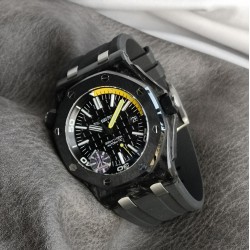 JF推荐：爱彼皇家橡树离岸型系列15706AU.OO.A002CA.01腕表，碳纤维表壳，黑色表盘，3120型自动机械，42毫米。