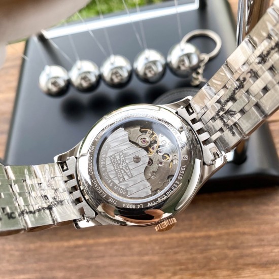 实物拍摄品牌：浪琴-LONGINES 类型：[酷]男士腕表表壳：316精钢（做工优质）表带：进口小牛皮/316精钢（两种可选）机芯：高级定制全自动机械机芯（走时稳定）玻璃：高级强化镀膜镜面尺寸：直径40mm，厚度12mm