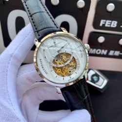 江诗丹顿 最新设计 特大飞轮新品精品男士腕表 真牛皮表带 顶级全自动机械机芯 矿物质强化玻璃（更高清）品味高雅 浩瀚大气 匠心独运 腕间瑰宝 直径43mm厚12mm⚠️请认准独家品质