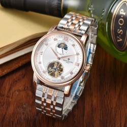 时尚新款 PATEK PHILIPPE【新年巨献 最高版本】百达翡丽超级多功能系列（功能 12字位日月星辰显示 6字位飞达显示）和原装一样的带水平压纹工艺，带荧光刻度 ，42mm直径。316L精钢镀金，原装进口镀膜水晶镜面。字面的外钻为施华洛世奇钻，通透闪亮，气质非凡。在目前技术范畴内尽可能接近原装，此款腕表让您驾驭所有场合。