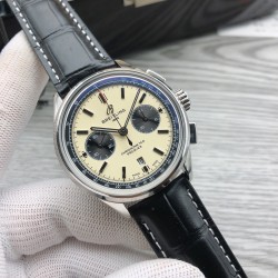 GF 大厂高端狠货 新品 百年灵  BREITLING R6璞雅B01计时腕表Premier B01 Chronograph （吴彦祖同款）材质： 316L精钢直径： 42毫米厚度： 13.65毫米表镜： 锅盖弧面蓝宝石，双面防眩处理表底： 旋入式精钢，透明蓝宝石表冠： 非旋入式，双密封垫机芯：Asia-7750机芯 大厂出品，复刻首选