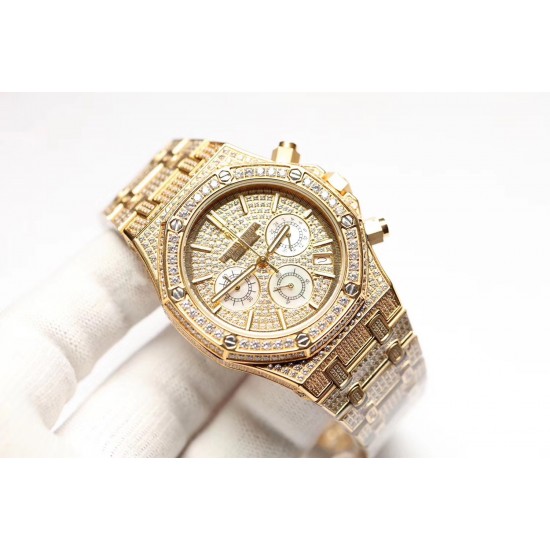 (K8新品)爱彼Audemars Piguet 皇家橡树系列 26320ST 26320BA 26320OR 钻石手表 搭载316L不锈精钢表壳 实心厚重钢带精选进口奥地利水钻 光彩闪耀 采用进口VK石英跑秒机芯 精准计时 耗时11个月 多功能钻石精装手表 尺寸42mm 重量170g (K8新品)爱彼Audemars Piguet 皇家橡树系列 26320ST 26320BA 26320OR 钻石手表 搭载316L不锈精钢表壳 实心厚重钢带精选进口奥地利水钻 光彩闪耀 采用进口VK石英跑秒机芯 精准计时 耗时11个月 多功能钻石精装手表 尺寸42mm 重量170g