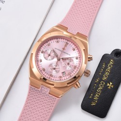 FK-VACHERON CONSTANTIN【江诗丹顿】纵横四海系列，六针多功能跑秒版火热上市，突破传统，时尚优雅的多彩表带，可满足佩戴者在不同场合的需求，多样化的色彩设计演绎大胆而时尚的风格，江诗丹顿在装置时始终将舒适性放在首位，确保腕表完美贴合手腕，纯钢表壳，进口石英机芯，蓝宝石水晶玻璃，舒适胶质表带，采用原装针式表扣佩戴方便！尺寸:36.5mm