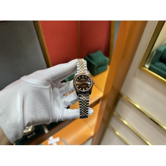 劳力士咖啡日志31mm316L精钢材质间金镀18K玫瑰金