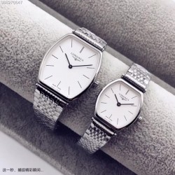 浪琴经典嘉岚酒桶形情侣表瑞士石英机芯材质：316L精钢表壳 蓝宝石镜面，尺寸：男35mm厚9mm  女28mm厚9mm，睿智风格 尊贵大方 尽显非凡典雅高端品质，多种表盘可选，不寻常的体验「MX潮牌」商品规格:默认规格