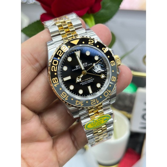 皮蛋圈！ROLEX 劳力士 GMT格林尼治型 尺寸40mm！精钢表壳表链，蓝宝石镜面，超级夜光，双向陶瓷旋转表圈，原装折叠扣！