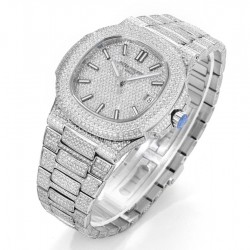 MS Factory强势来袭！百达翡丽PATEK PHILIPPENautilus 5719/10G－010白金腕表，品牌举世闻名超凡珠宝满天星完美结合，这款豪华百达翡丽腕表独特及富有魅力设计，是展现完美工艺的升华之作，是成功人士身份的象征。 进口原装Cal.324 S C自动机械机芯，直径40毫米，至尊奢华腕表，18K白金施洛华钻。蓝宝石双面水晶镜面，日历显示，50米深度防水，瑞士超强夜光！！！