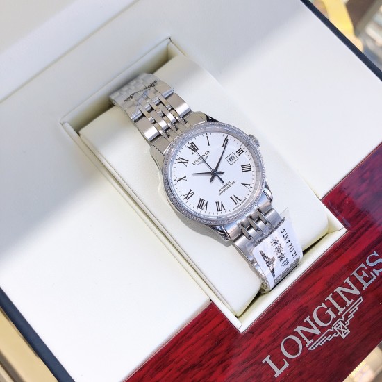 实物拍摄品牌：浪琴-LONGINES  开创者系列 原装开模 搭载高品质6T51机芯 无论是尺寸厚度，还是表壳斜角细节均升级达到与原装一致  请认准细节图!!类型：[酷]女士腕表表壳：316精钢（做工优质）表带：进口小牛皮/316精钢（两种可选）机芯：进口西铁城6T51全自动机械机芯（走时稳定）玻璃：高级蓝宝石镜面(防划花)尺寸：直径30mm，厚度11mm