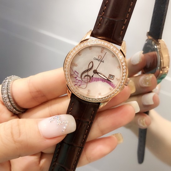 欧米加OMEGA女士腕表 进口石英机芯 316L精钢表壳 直径34mm厚8mm
