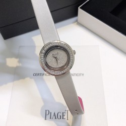 最新作 美妙绝伦 爱不释手伯爵-PIAGPOSESSION系列 完美品相，360度可旋转耀眼钻圈，时来运转好寓意，满钻镶嵌，高端大气，这款高级女士皮带腕表以Posession系列的标志性旋转圆环为灵感，搭配璀璨钻石彰显标志性风格 进口瑞士机芯，蓝宝石水晶玻璃，采用原装针式表扣佩戴方便！尺寸:29mm 「MX实拍」