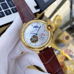 品牌：卡地亚-CARTIER   表带：进口小牛皮/316精钢机芯：全自动机械机芯材料：高级强化镀膜镜面尺寸：直径42mm，厚度13mm