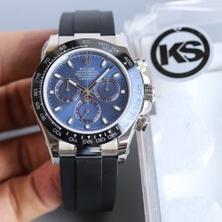 顶级做工KS出品：劳力士 恒动宇宙计时型迪通拿 【尺寸】40MM【表镜】抗刮损蓝水晶玻璃  防反光凸透式放大日历窗【表壳】上链表冠，旋入式三扣锁三重防水系统【机芯】采用7750机芯，高效精准稳定【表带】腕表搭配折叠式表扣，且表扣具有微调装置，可以调到非常的贴合手腕 折叠扣 超强夜光 防水大于100米
