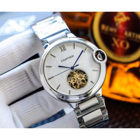 实物拍摄品牌:卡地亚-CARTIER 类型:男士腕表表壳:316精钢(做工上乘)表带:进口小牛皮/316精钢(两种可选)机芯:高级定制全自动机械机芯(走时稳定)材料:高级强化镀膜镜面尺寸:直径46mm,厚度14mm 实物拍摄品牌:卡地亚-CARTIER 类型:男士腕表表壳:316精钢(做工上乘)表带:进口小牛皮/316精钢(两种可选)机芯:高级定制全自动机械机芯(走时稳定)材料:高级强化镀膜镜面尺寸:直径46mm,厚度14mm