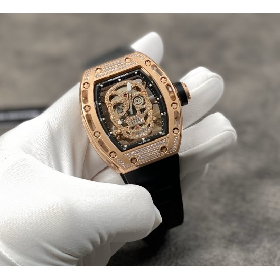 Richard Mille 理查德米勒系列,亲民版!一比一复刻 !全镂空骷髅头 腕表 简约无钻款 酒桶型镂空表盘 橡胶黑色表带 加了碳素!防水效果杠杠的!出货实拍 Richard Mille 理查德米勒系列,亲民版!一比一复刻 !全镂空骷髅头 腕表 简约无钻款 酒桶型镂空表盘 橡胶黑色表带 加了碳素!防水效果杠杠的!出货实拍