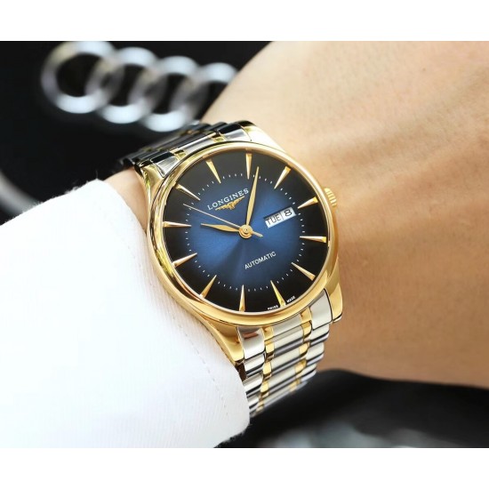 品牌： 浪琴-LONGINES  100米防水 类型：[酷]男士腕表表壳：316精钢（做工优质)表带：进口小牛皮/316精钢(两种可选)机芯：日本进口8215全自动机械机芯（走时稳定）玻璃：高级双卜蓝宝石镜面(防划花)尺寸：直径40mm，厚度12mm