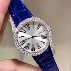 实拍 伯爵69罗马假日Piaget Lime light系列腕表，以其独特的造型，引领着时尚界的风潮，更是邀请到国际巨星巩俐倾情代言，必将成为伯爵品牌全新的识别69式印，瑞士石英 尺寸直径32mm 白金电镀 认准独家实拍细节