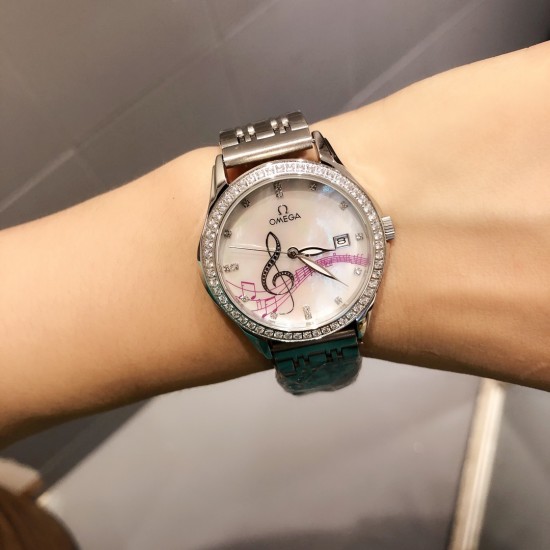 欧米加OMEGA女士腕表 进口石英机芯 316L精钢表壳 直径34mm厚8mm