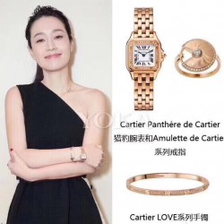 卡地亚猎豹 Panthre de Cartier华丽而不羁，线条流畅，柔软服帖于腕间，宛若在肌肤上翩翩起舞。独特的造型彰显成熟优雅、自信动人的女性形象。