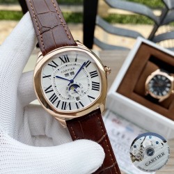 卡地亚 Cartier  精品男士腕表，多功能设计，技艺精湛，独具匠心，尊贵大气，绅士风范。采用全自动机械机芯，顶级316精钢表壳，进口小牛皮表带，矿物质超强镜面，尺寸43-13