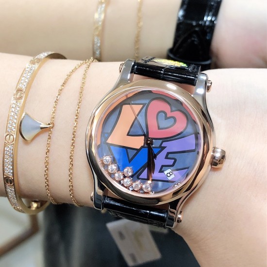 实拍《YF 》新品上市 萧邦 HAPPY DIAMONDS 五彩缤纷系列 278559-3020 。