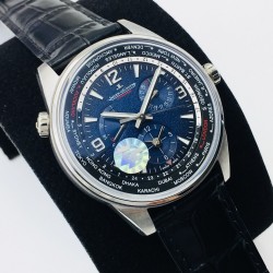 ZF再推爆品——积家北宸系列地理学家世界时腕表（904847Z）【三大“毒”家魅力】数据吻合：腕表尺寸42mmX11.5mm大小厚度全方位同步原版。表盘：盘面的磨砂质感细腻温和，蓝黑渐变色调和正品保持一致。功能：MIYOTA.9110芯改积家CAL.939A/1型机芯，实现原装所有功能——包括时分秒，日期，白天黑夜显示，世界时显示还有动力储存显示。ZF出品 必属精品欢迎广大表友共同体验ZF的渐变精妙吧！