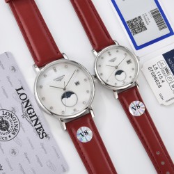 2024年【最新品】七夕节最佳礼品Longines浪琴官方博雅系列情侣腕表 见证爱奇迹时刻时尚潮流男女腕表。采用进口日本机芯。采用进口头层牛皮表带。表壳采用三件套官方一致工艺。腕表尺寸：男39mm女30mm质量杠杠欢迎转发